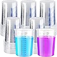 Worldity 50 Pack 600 ML Plastic Measuring Cup, Disposable Graduated Cups, Clear Paint Mixing Cups for Resin Paint, Epoxy, Thi