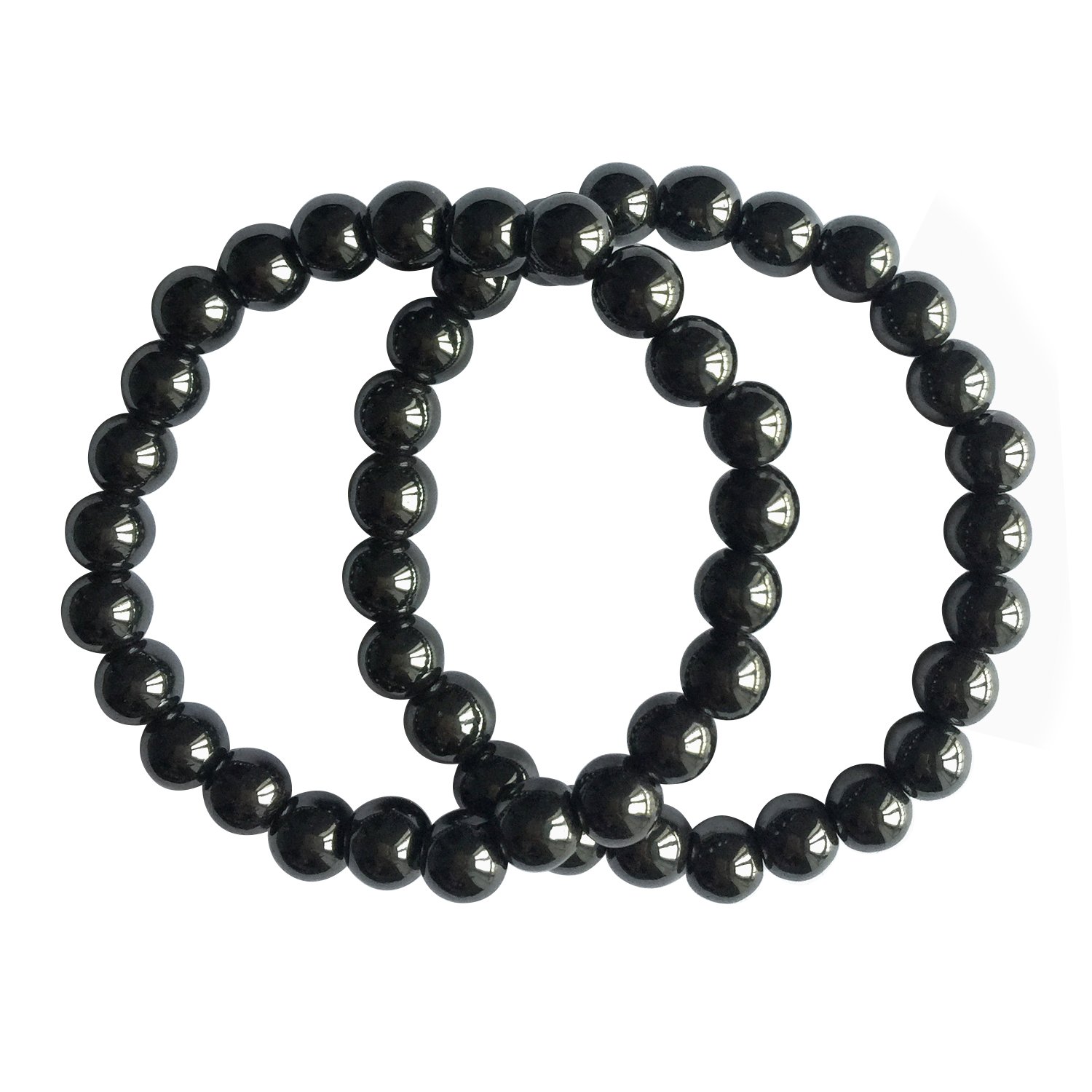 2pcs/Set Magnetic Hematite Therapy Beads Bracelets Black Gallstone Bracelet Handmade for Women Men Kids Bracelets Birthday Parent Party Gifts