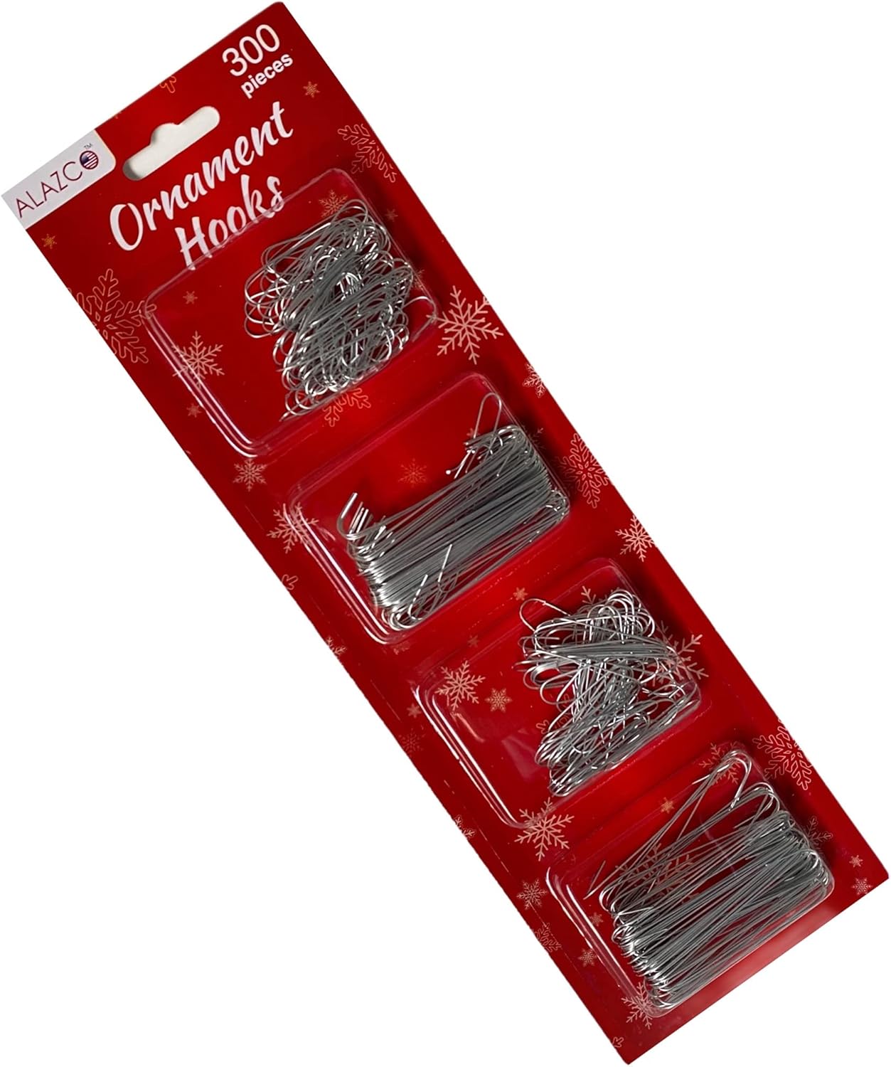 Ornament Hooks - ALAZCO 300 Silver Christmas Holiday Ornament Hooks Hanger Sturdy Metal Wire for All The Holiday Ornaments & Decorations Hanging on Tree Garlands & Wreaths