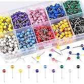 1000 Pcs Multi-Color Push Pins, Map Pins for Travel Map, 1/8" Map Tacks | Small Pins with Plastic Beads Head for Cork Board, World Map Pin Board, Bulletin Board, Craft, Office (1/8 ")