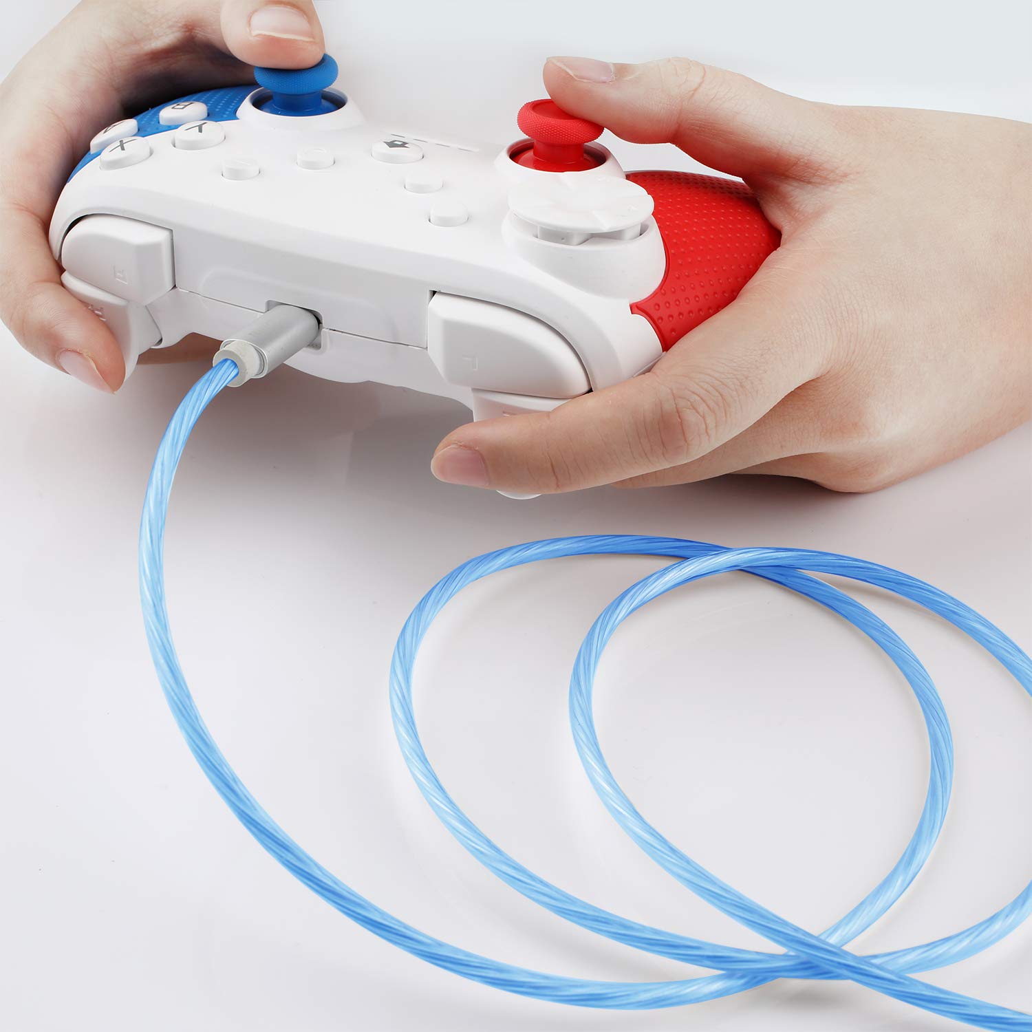 Switch Pro Controller,Wireless Switch Controller for Nintendo Switch,with LED Type C Charging Cable(Red+Blue)