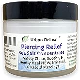 Urban ReLeaf PIERCING RELIEF Sea Salt Concentrate AFTERCARE ! Safely Clean, Soothe & Gently Calm New Irritated & Keloid Bump Piercings. Effective NON-iodized Dead Sea Salt, Tea Tree Rosemary