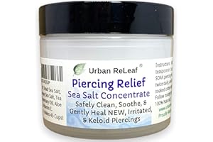 Urban ReLeaf PIERCING RELIEF Sea Salt Concentrate AFTERCARE ! Safely Clean, Soothe & Gently Calm New Irritated & Keloid Bump Piercings. Effective NON-iodized Dead Sea Salt, Tea Tree Rosemary