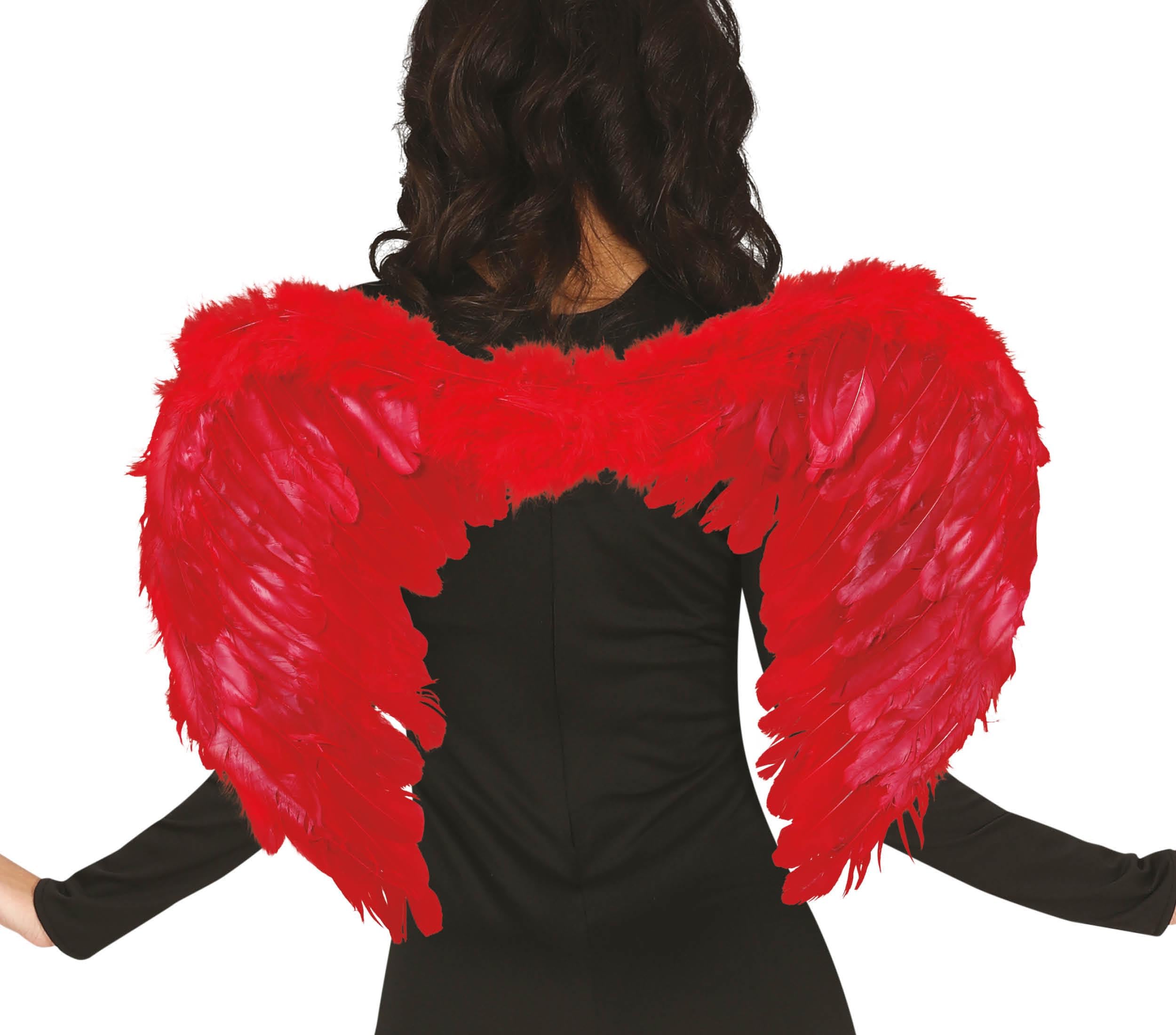 FIESTAS GUIRCA | Red Feather Wings - Fancy Dress Accessory for Adults - Ideal for Halloween, Themed Parties and Celebrations - Perfect for Demons and Angels - Red