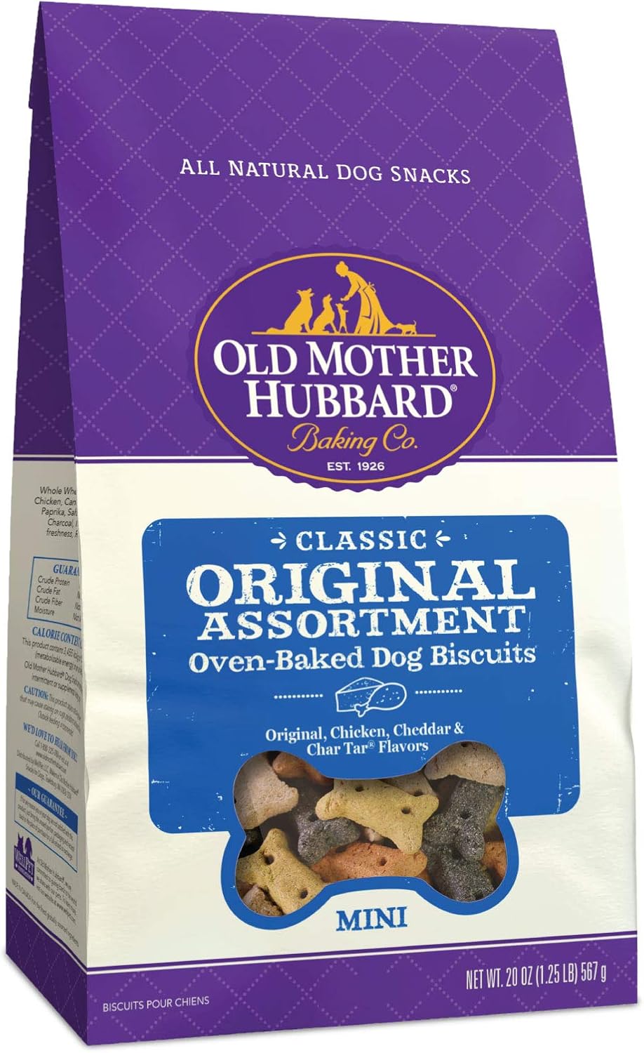 Old Mother Hubbard Wellness Original Mix Dog Biscuits, Natural, Training Treats, Four Flavors, Mini Size, (20 Ounce Bag)