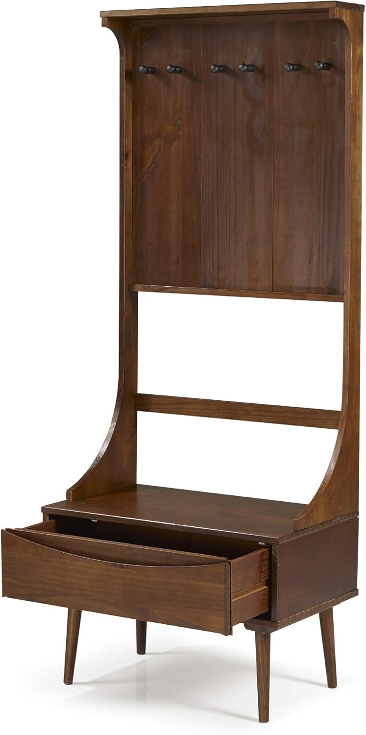 slim hallway shoe storage on Walnut Walker Edison 1 Skinny Entryway Bench Hall Tree Coat Rack Shoe Storage Shelf Mudroom Hallway Organizer 68 Inch Hall Trees Entryway Furniture