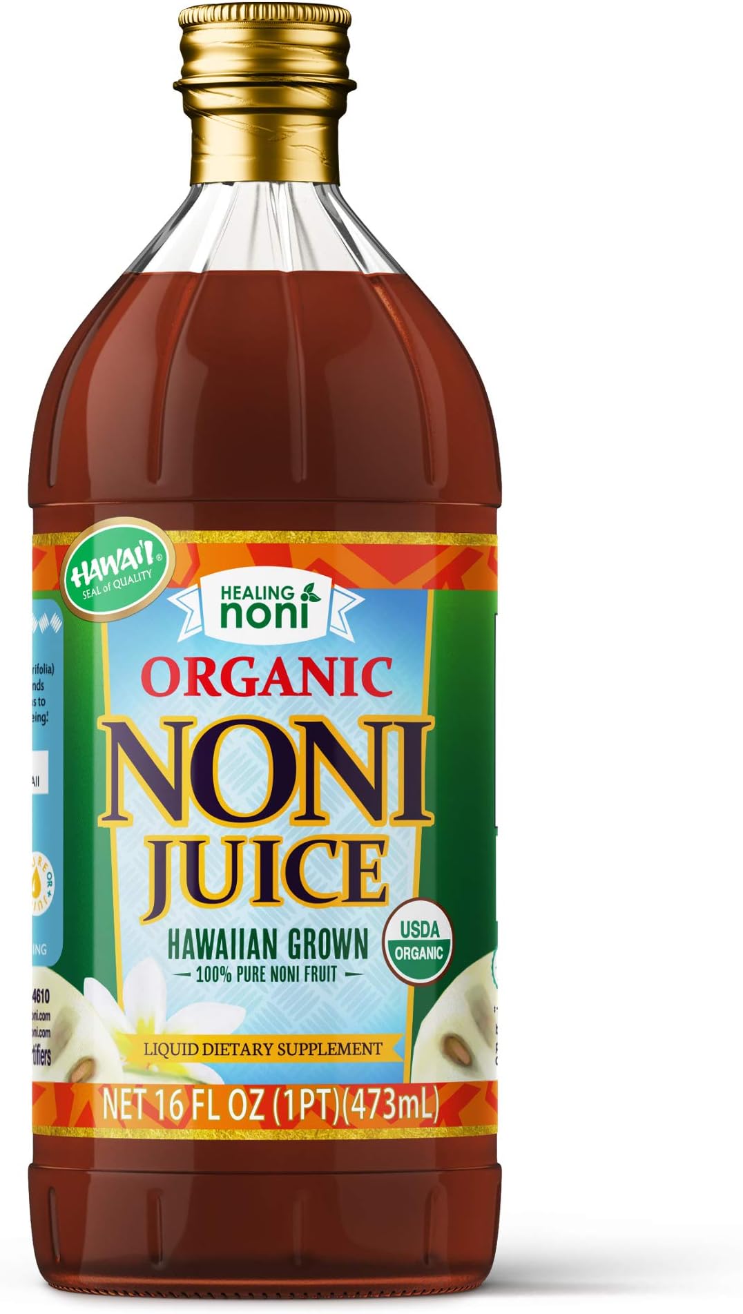 Organic Hawaiian Noni Juice - 16 Ounce Glass Bottle