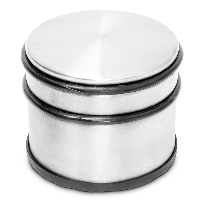 Relaxdays Türstopper Hoch, Edelstahl, Groß, Für schwere Türen, Gummi-Schutz, HBT: ca. 7,5 x 9,5 x 9,5 cm, Silber (1 Stück)