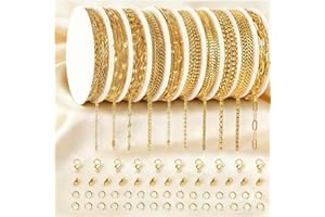 Necklace Chains for Jewelry Making, 78.7 Feet 10 Rolls Jewelry Chains for DIY Necklace Bracelet Jewelry Making with Jump Ring