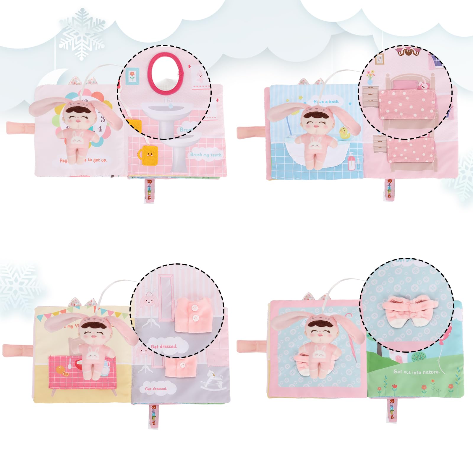 Soft Cloth Books for Baby Gift, Activity Quiet Cloth Books Developmental Toys,Interactive Baby Books for Toddlers Infants Kids Toys Gift for 0-2 Year Old Doll