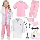 Wbesty Doctor Costume for Kids 9PC Boys Girls Doctor Role Play Outfit with Bag Kids Scrubs Dress Up for Pretend Play