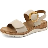 UBFEN Womens Low Wedge Walking Sandals with Arch Support | Comfortable Cushion Insole, Lightweight, Open Toe, Adjustable Straps, Dressy Sandal, Everyday, Vacation