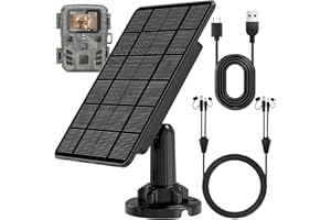 GYKZ Trail Camera Solar Panel, Build-in 5000mAH Rechargeable Lithium Battery Solar Panel for Trail Camera, High Conversion Rates Trail Cam Solar Panel 6V/12V, IP66 Waterproof & 9.85Ft Cable
