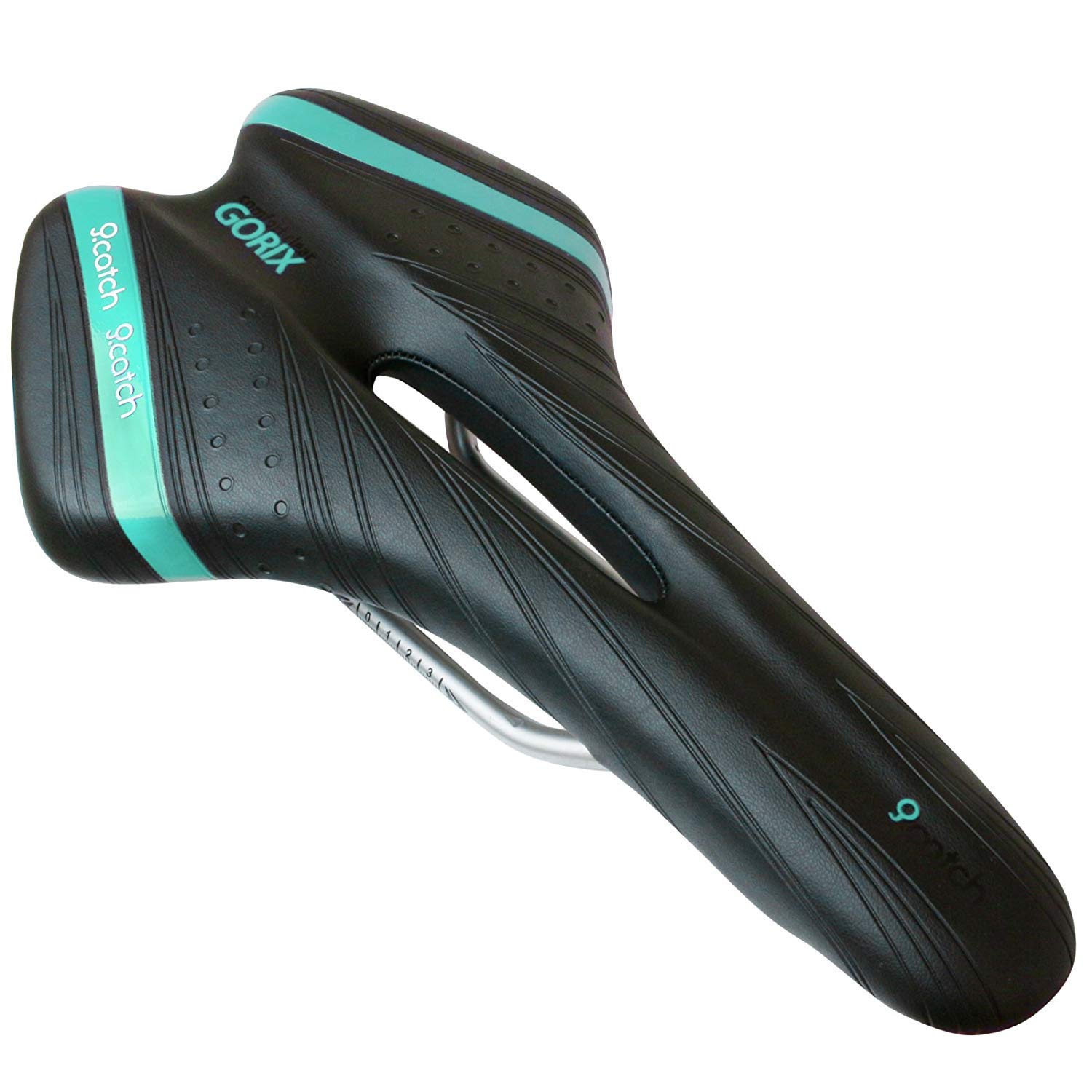 GORIX Comfortable Cushion Bike Saddle with Rail Mountain Road Bike for Men and Women (A6-1) (Black × Celeste)