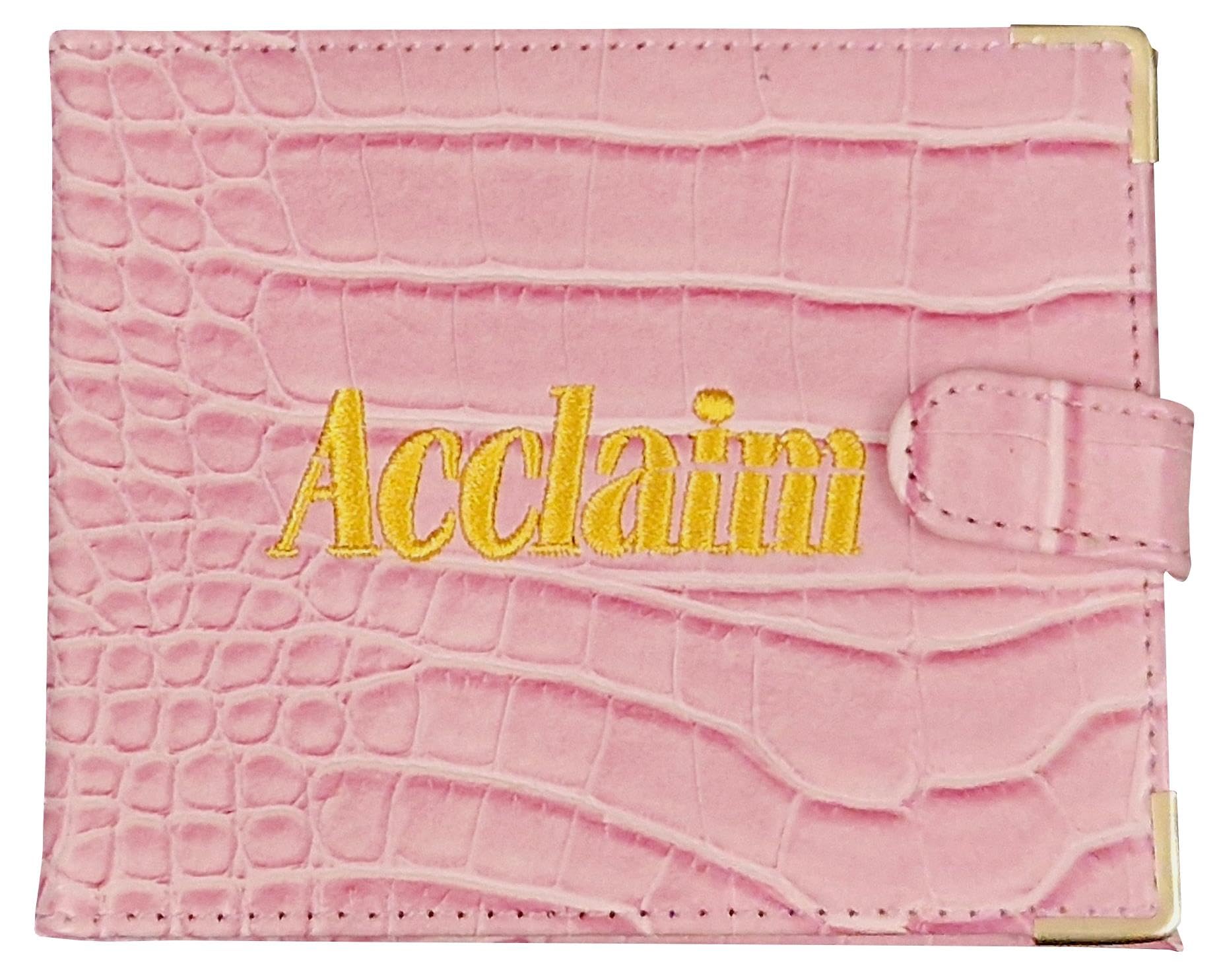 Acclaim Folding Wallet Style Lawn Bowls Bowling Scorecard Holder Synthetic Texture Effect Press Stud Closure 12.5 cm x 10 cm Closed (Pastel Pink)