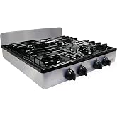 Koblenz PSK-400S 4 Portable Porcelain Cover and Four 16, Silver, Stainless | 000 BTU Burners, Stainless Steel Stove for Propane Gas, Silver, For Home and Kitchen, Sleek Modern Design, Quality Build