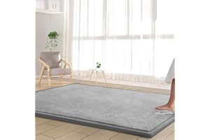 ILPEOD Baby Play Mat Nursery Rug - 6’7” X 4’11” Memory Foam Area Rug Soft Padded Carpet - 1" Thick Playmat for Babies, Toddlers, Infants, Kids - Crawling Mat Used Rugs for Living Room with Non-Slip (Grey)