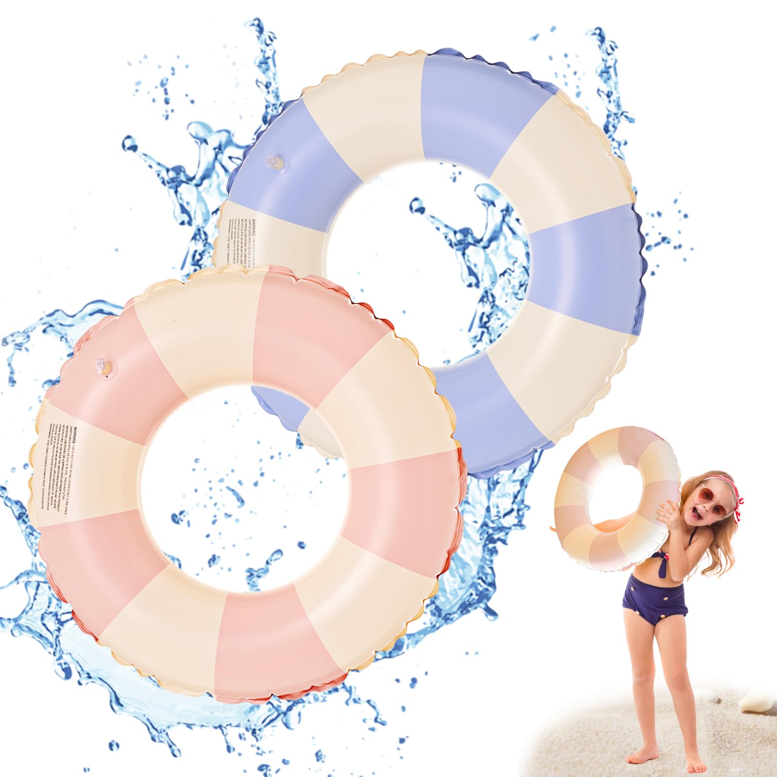 Swim Pool Inflatable Ring for Kids, Swimming Pool Inflatables Pool Float Toys for Children Adults, Toddler Rubber Swimming Ring Pool Floaties for Boys Girls Summer Water Beach Party Toys (A)