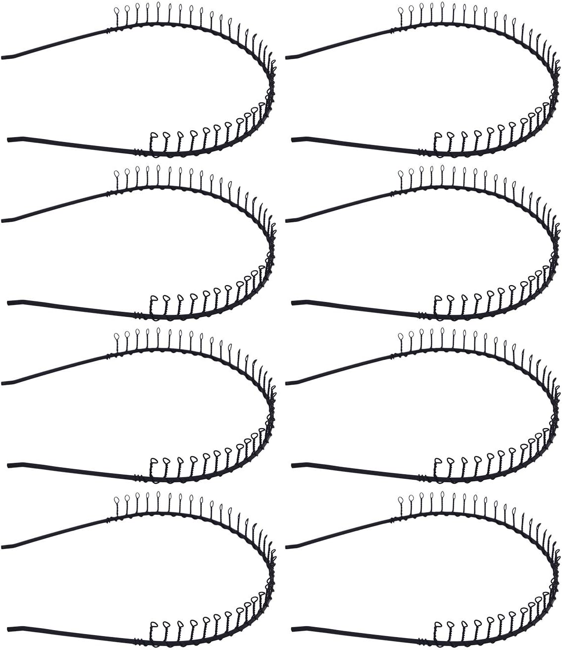 STHUAHE 8 PCS Unisex Black Metal Teeth Comb Hair Hoop Hairband Headband Hair Accessories by Beauty hair (8 Black)