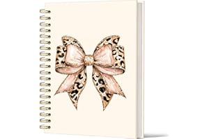 Lacama Cute Notebook Gifts for Women, Leopard Print Journals, Coquette Bow Spiral Notebook for School, A5 School Office Supplies, 160 Pages Preppy Hardcover Notebooks，Preppy School Stuff