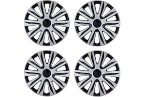 I1MOTOR 15 Inch Hubcaps Set of 4 Wheel Rim Cover Universal R15 Hub Caps Replacement ABS Material Exterior Accessories Snap on Car Pickup Truck SUV (15-Inch, Silver & Black Lacquer)