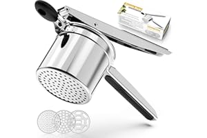 Potato Ricer,Ricer for Mashed Potatoes-3 Interchangeable Discs Potato Masher Stainless Steel for Fluffy Mashed Potatoes,Heavy