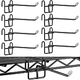 MorningRo 8 Pcs Accessory Shelving Hook for Wire Shelf Accessories, Black | Heavy Duty Metal with Rubber Cover, Fits Wire Shelves Organizing Kitchen Tools, Space-saving Storage Pantry Garage Closet