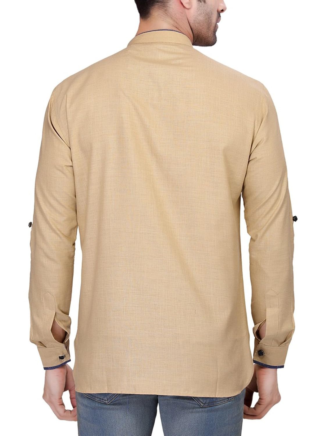 rg designers men's full sleeve short kurta avsonapocket-cream