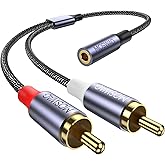 MOSWAG 3.5mm to RCA Cable,25CM 3.5mm Female to 2RCA Male Stereo Audio Cable Gold-Plated for TV,Smartphones,MP3,Tablets,Speake