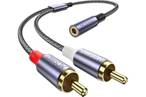 MOSWAG 3.5mm to RCA Cable,25CM 3.5mm Female to 2RCA Male Stereo Audio Cable Gold-Plated for TV,Smartphones,MP3,Tablets,Speake
