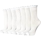 Cityelf 7 Pack Women's Black Ruffle Socks Mesh Lace Cotton Casual Crew Ultra Thin Frilly Ankle Socks
