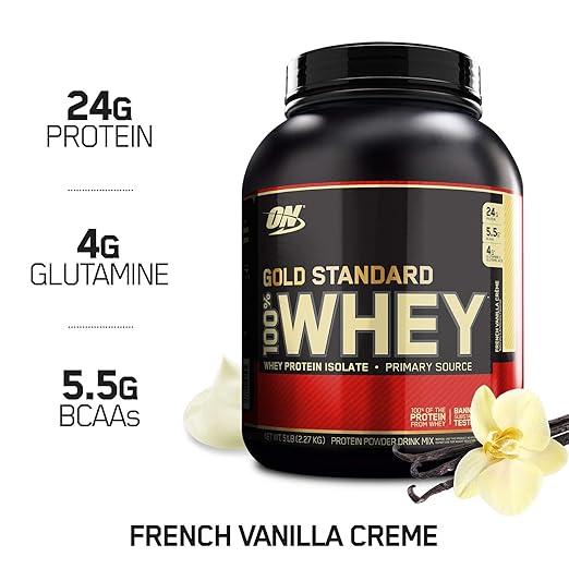 OPTIMUM NUTRITION GOLD STANDARD 100% Whey Protein Powder, French Vanilla Creme, 5 Pound
