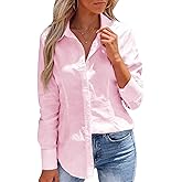Button Down Shirts for Women Dress Shirt Long Sleeve Wrinkle Free Collared Blouse Work Business Office Solid Corset Tops