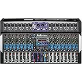 -Berlingtone,16 Channel Professional Bluetooth Studio Audio Mixer - DJ Sound Controller, USB MP3 Player, PC Recording,14 Microphone Jack, 48V Phantom Power, 24BIT Digital Effect, Unpowered (BR-16MX)