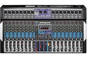 Berlingtone BR-16MX- 16 Channel Professional Bluetooth Studio Audio Mixer - DJ Sound Controller, USB MP3 Player, PC Recording,14 Microphone Jack, 48V Phantom Power, 24BIT Digital Effect, Unpowered