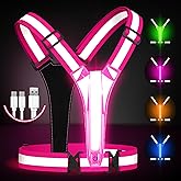 LED Reflective Running Vest Gear,Light Up Vest Runners Night Walking USB Rechargeable,Up to 11hrs Light with Adjustable Waist