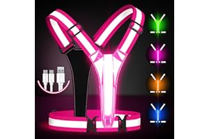 Fokia Kunbio LED Reflective Running Vest Gear,Light Up Vest Runners Night Walking USB Rechargeable,Up to 11hrs Light with Adjustable Waist/Shoulder for Women Men Kids