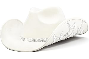 Keilin Rhinestone Cowgirl Hat Disco Cowboy Hat Felt Western Nashville Bachelorette Party Hat for Teens and Adults