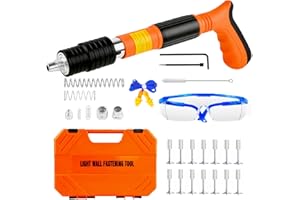 CSYIBEIELEC Concrete Nail Gun Kits with 200pcs Nails, 5 Speed Adjustable Portable Cordless Nail Gun for Red Brick Walls,Concrete Walls, Pipe Clamp Fixing Water Pipe, Household Nail Gun Tools.
