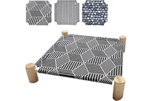 BABYEZZ Cat/Dog Bed, Wooden Pet Hammock Bed, Elevated Breathable Dog Bed, Detachable Indoor/Outdoor Cat Beds Furniture, Suitable for Kitty, Puppy, Bunny and Small Animal-Cloth Cover*3 pcs Option 1