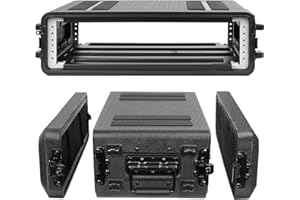 Diandian 2U Rack Case Shallow 12" Depth, 19" Rackmount Flight Case, Watertight Dust-Proof, Shock Mount for Amplifier, Pro Audio, DJ Mixer, Effects with Microphone Compartments