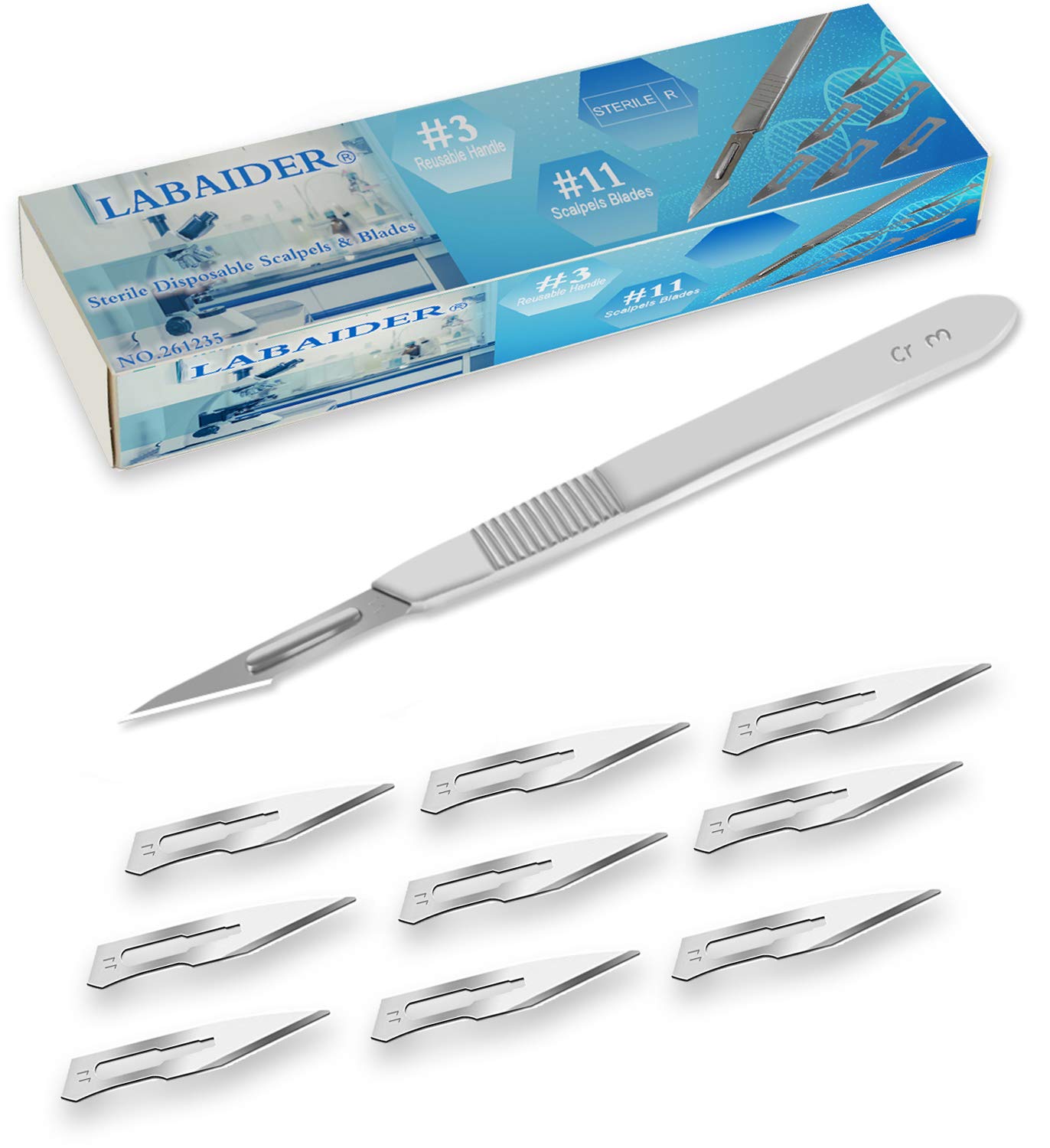 Surgical Grade Blades #11 10pcs Sterile with #3