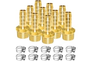 Joywayus Brass Barb Fitting 3/8" Hose ID x 3/8" Male NPT Water/Fuel/Air(Pack of 10)