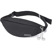 MAXTOP Fanny Pack for Men Women Waist Pack Bag with Headphone Jack and 3-Zipper Pockets Adjustable Straps