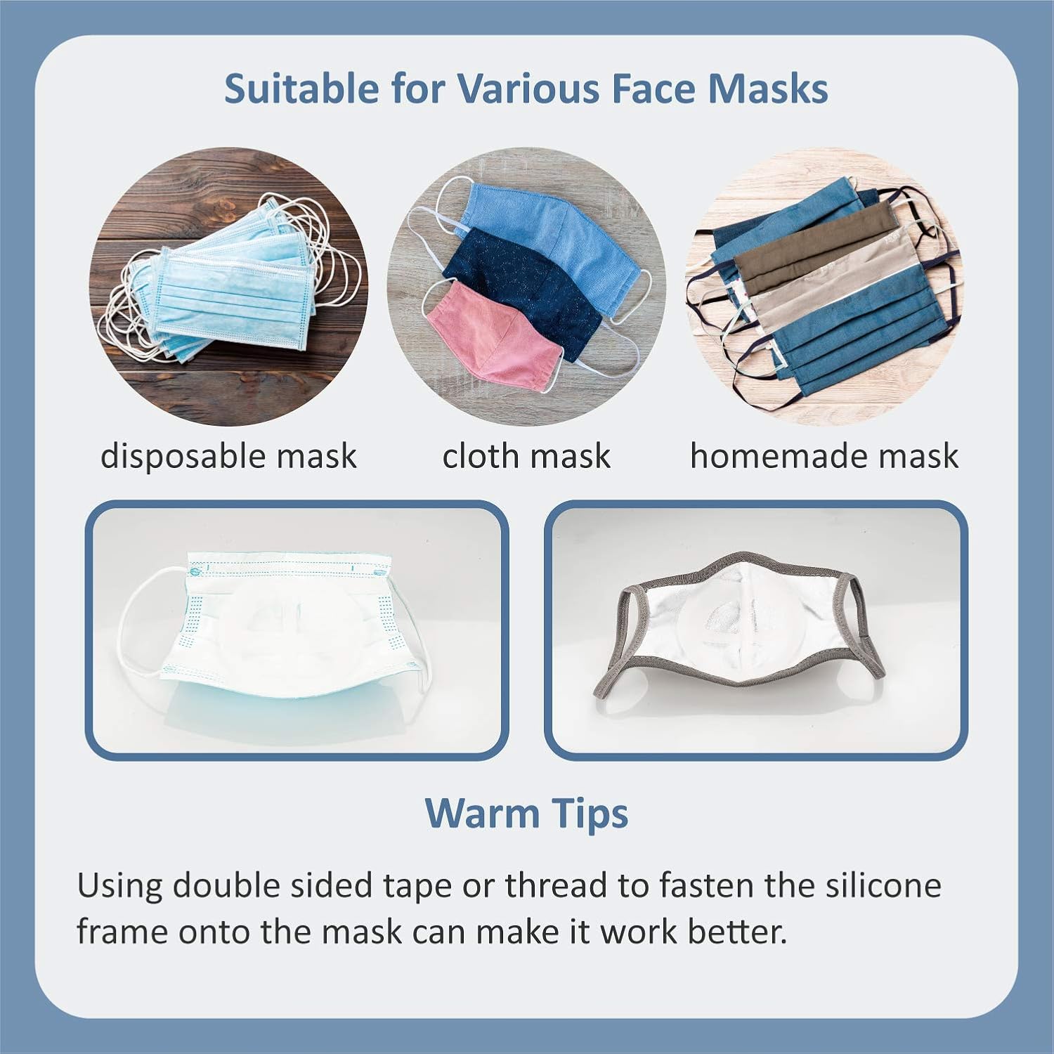 Silicone Mask Bracket for Cloth Mask Inner Support Frame Face Mask Cage Insert to Keep Off Face Cool Mask Spacer for Breathing Mask Hack DIY Accessories, 5pcs: Beauty