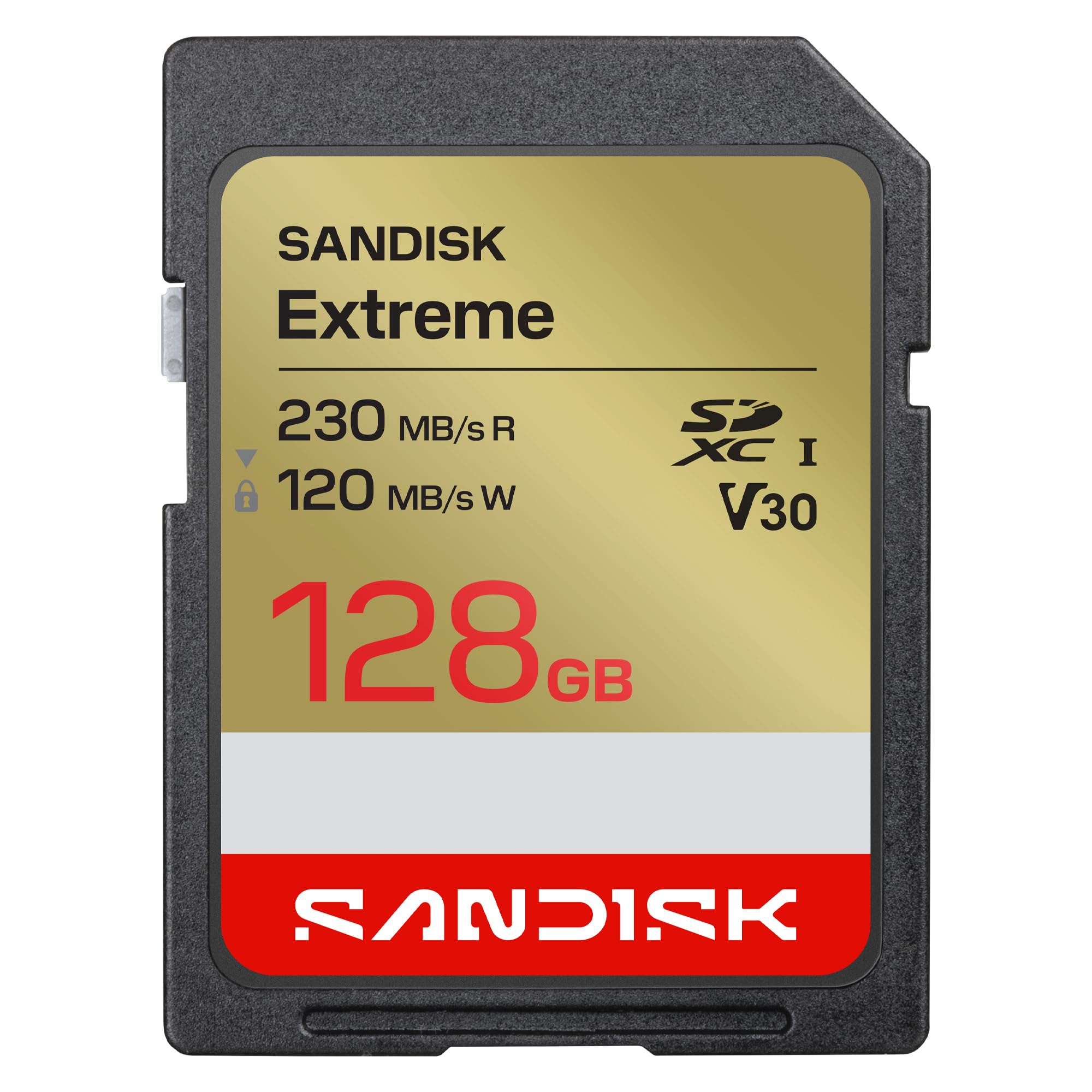 SANDISK 128GB Extreme SD UHS-I Card - Up to 230MB/s Read Speed and 120MB/s Write Speed, 4K UHD Video, U3, V30 - SDSDXV9-128G-GUCIN Image