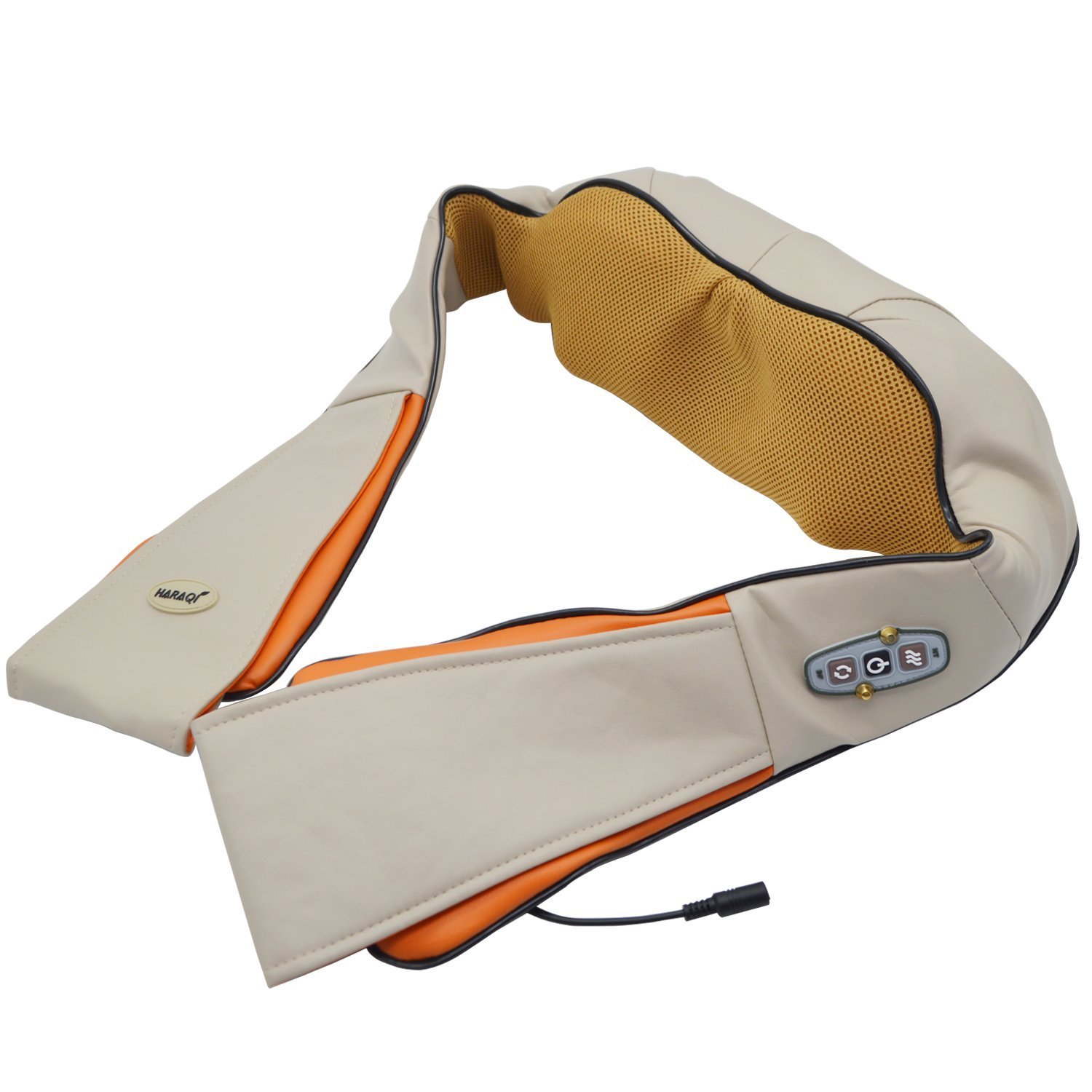 Shiatsu Neck Back Shoulder Massager with Heat,Deep Kneading Heating Massager Rollers,Car & Home Double Use[Auto Turn Off/Bi-Direction Control](Beige)