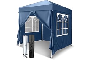 VINGLI 6.5x6.5 Pop Up Canopy Tent with Sidewalls, Outdoor Gazebo Canopy Tent, Patio Event Tents Outdoor Commercial Canopy for Parties (Blue)