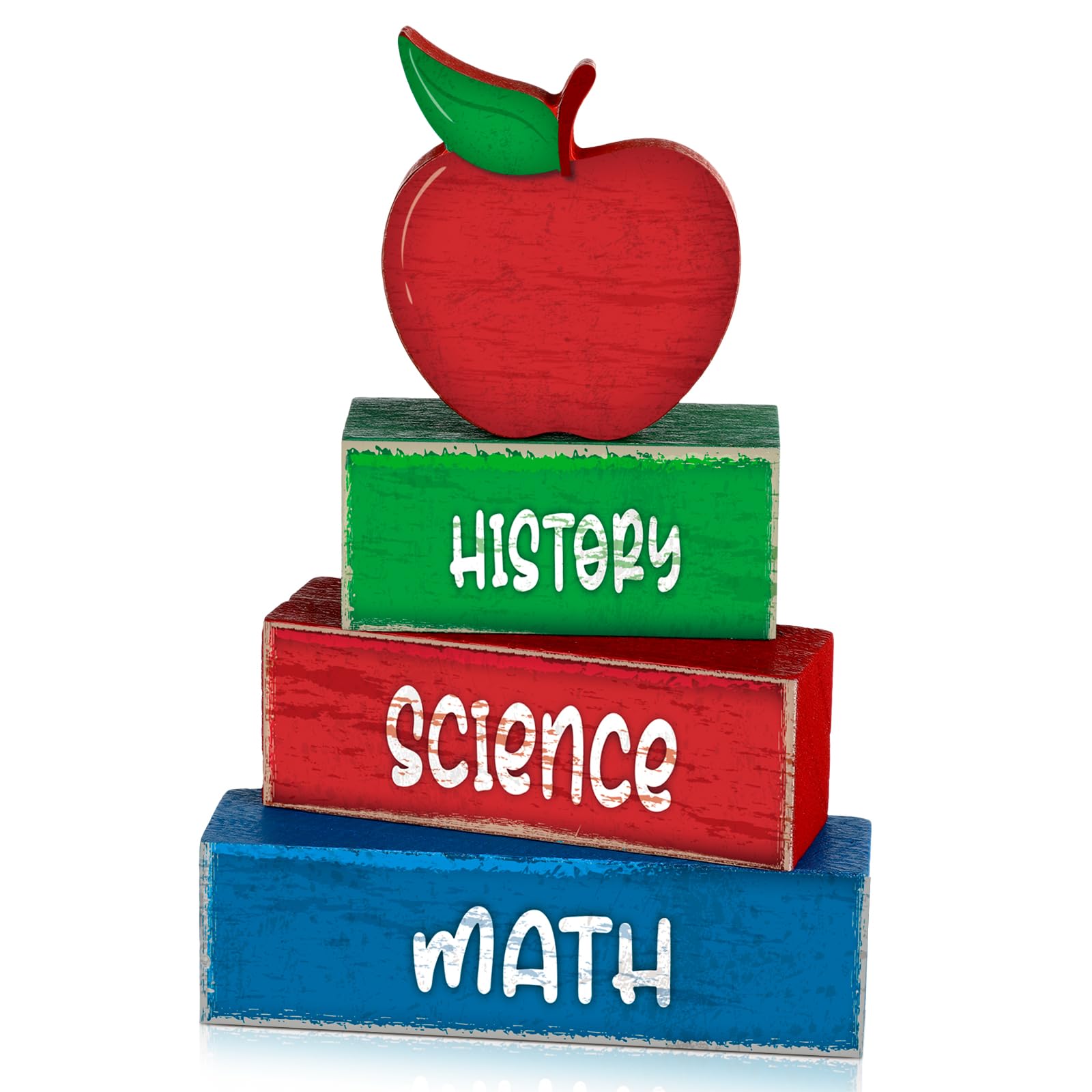 Photo 1 of CroBlissful Back to School Decorations Bus Apple Tiered Tray Decorations Back to School Table Decoration Rustic Wood Block Stack Sign Farmhouse Gifts for Home Shelf Mantel(Fruit Style)