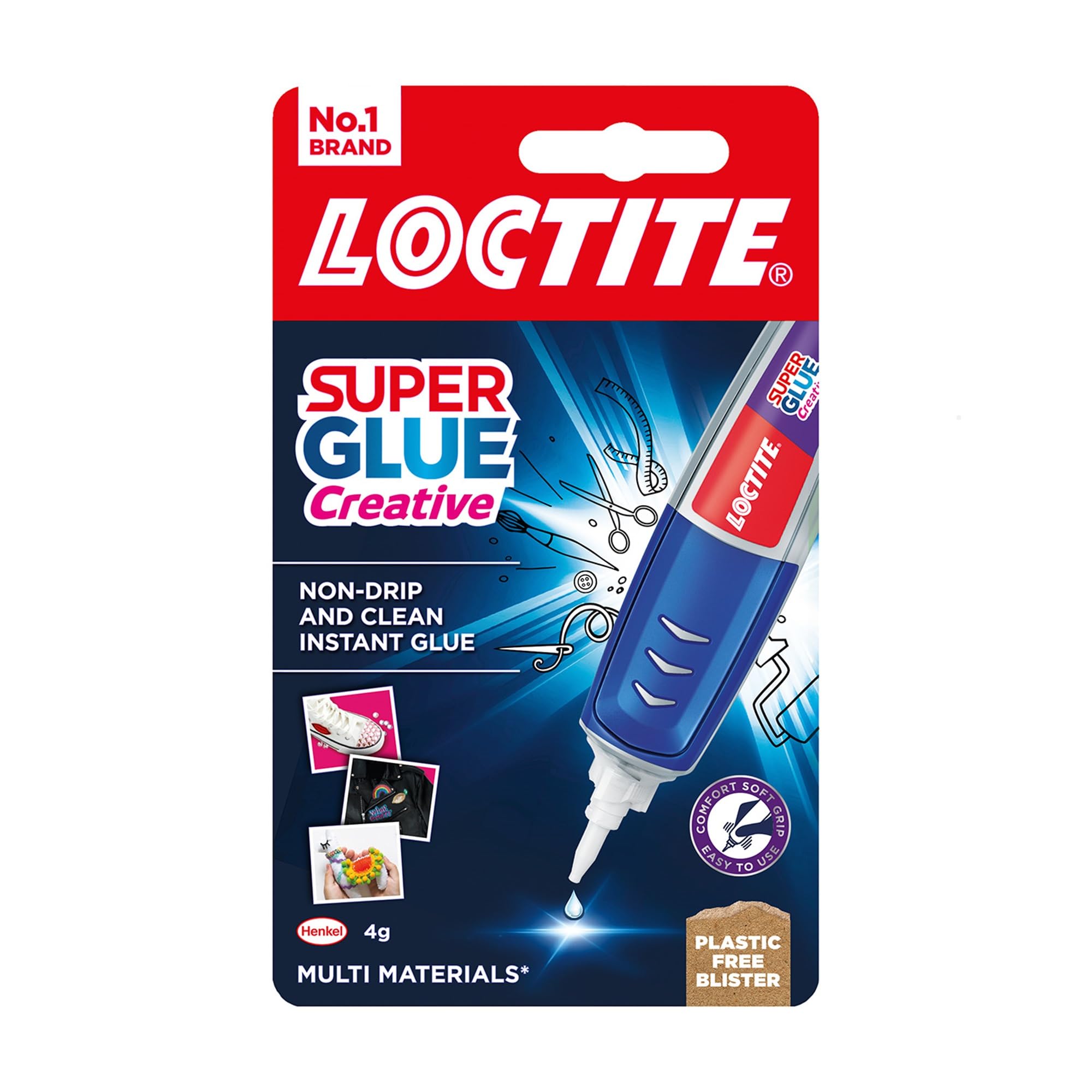 Loctite Super Glue Creative Pen, For Precise Application on Multiple Materials, Adhesive Gel Dries Clear for Invisible Repairs, Clear Glue for Vertical Surfaces, 1 x 4 g